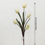 Silk tulip bouquet with five cream-colored artificial tulips, ideal for everlasting floral home decor.