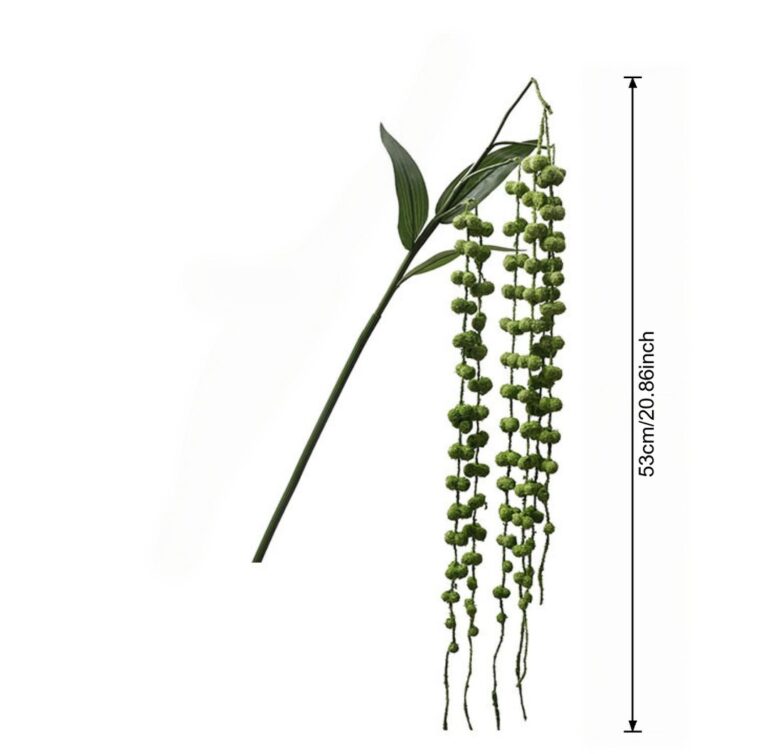 Artificial green foam hanging flower arrangement for faux floral centerpiece decor.