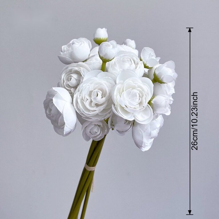 White artificial silk lotus flower bouquet arrangement for everlasting home decor.