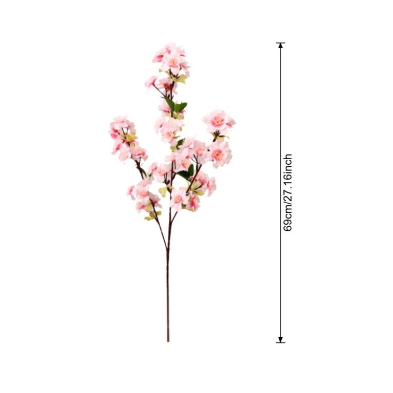 Pink artificial cherry blossom branch floral arrangement centerpiece decor