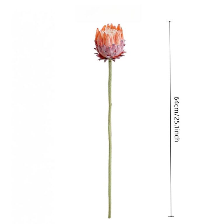 Realistic Flocking King Protea artificial flower stem for wedding and home decor