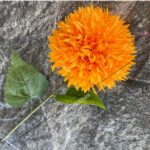 Vibrant orange silk pompon flower bouquet perfect for wedding artificial flowers decor.
