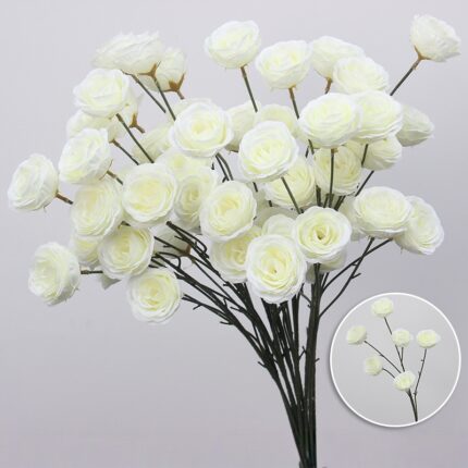 Silk ranunculus spray (6 heads) ZZQJ4000 in white