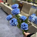 Blue silk rose bouquet | Artificial flower decoration for lasting home or event decor.