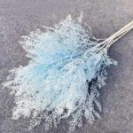 Frosted silver rime artificial foliage suitable for wedding and seasonal decorative arrangements.