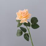 Realistic peach silk flower rose bloom on stem, an artificial flower perfect for decor from nb8 floral.