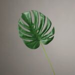 Realistic artificial Monstera deliciosa leaf using premium silk fabric for home decor.