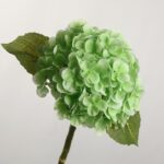 Artificial green hydrangea flower stem with realistic green leaves