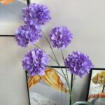 Five heads of purple silk hydrangeas arrangement for everlasting home decor.