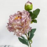 Two heads of artificial silk peonies, showing a detailed bloom and bud for everlasting floral decor.