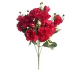 Vibrant red silk camellia faux flowers bouquet - perfect artificial flower accent.