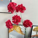 Vibrant artificial pink silk hydrangea bouquet arrangement for home décor.