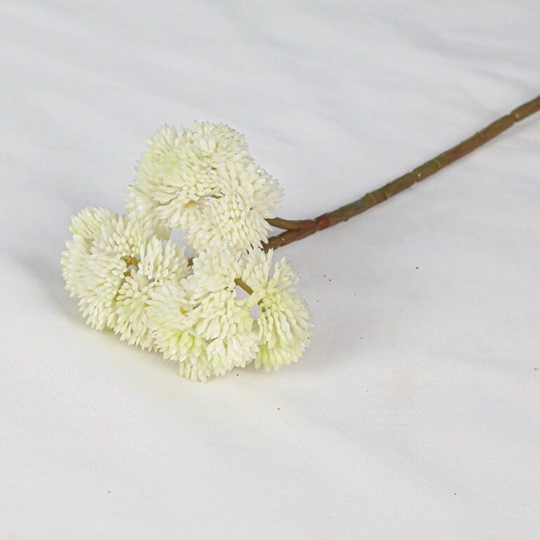 Artificial flower branch with clustered white blossoms, perfect for lasting home floral decor.