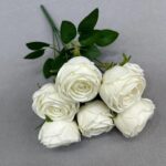 Set of seven white silk roses bouquet, perfect for artificial floral decoration