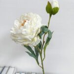 Realistic silk flower artificial peony arrangement featuring open blooms and tight buds.