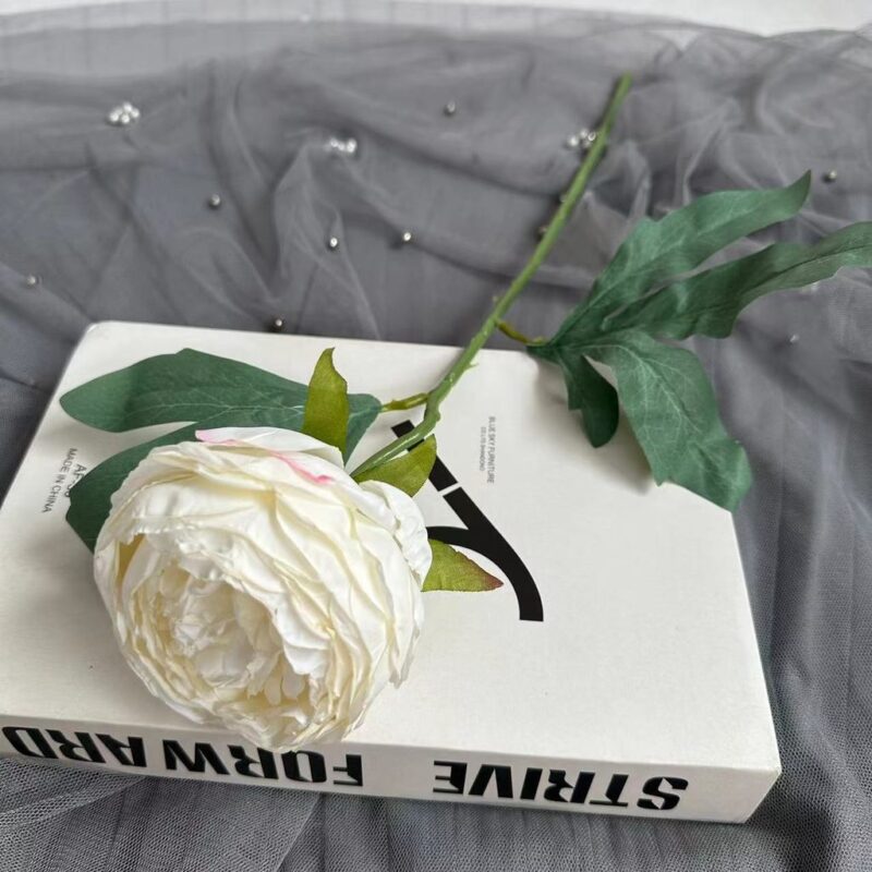 Elegant white silk peony artificial flower bouquet centerpiece decor