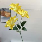 Three-headed silk clematis arrangement, a beautiful artificial flower bouquet.