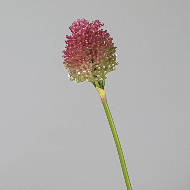 Artificial pink dandelion flower head on a stem, perfect for faux floral arrangements and decor.