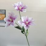 Three heads of silk clematis artificial flower arrangement by nb8 floral.