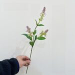 Artificial flower silk lavender branch decoration featuring purple and green leaves.