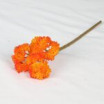 Bright orange silk flower cluster on a stem, perfect for artificial floral arrangements.