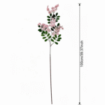 Tall artificial flower spray featuring pink blooms and deep green leaves, perfect silk flower decor.