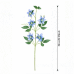 Artificial blue clematis floral stem crafted from delicate silk flowers for decoration.