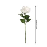 Artificial white rose on a long stem with leaves, perfect for home decor accents.