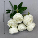 Bundle of seven artificial silk roses in full bloom for everlasting floral home decor.