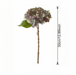 Realistic silk hydrangea stem bouquet with dusty purple artificial flowers.