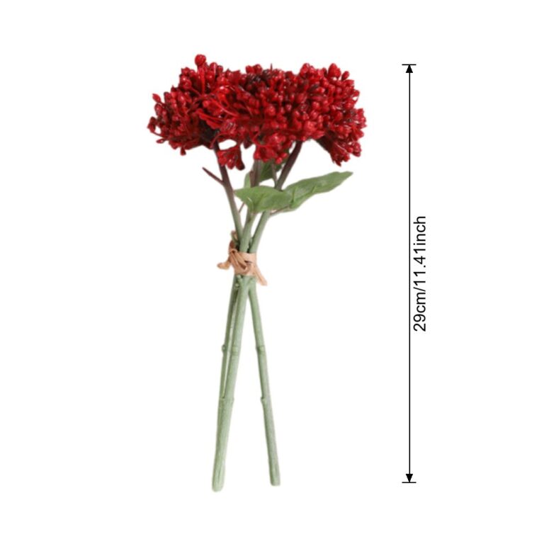 Clustered red berries artificial flower arrangement for decor, featuring durable silk flower petals.