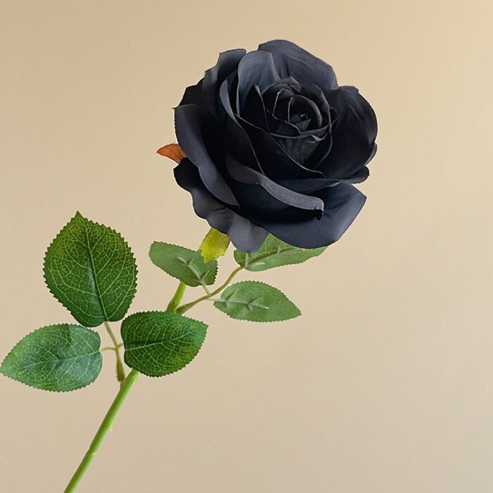 Black Silk Rose Bouquet - Premium Artificial Flower for Wedding Decor Realistic black silk artificial flower rose, suitable for faux wedding flowers and home decor.