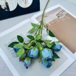 Silk Rose 7 Heads - 69-YWMR4009 artificial flower in blue