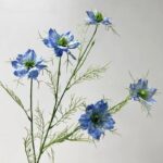 Silk faux blue cosmos flower arrangement perfect for wedding decor and bouquets.