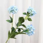 Blue and white crape myrtle arrangement, realistic artificial flower alternative for wedding decor.