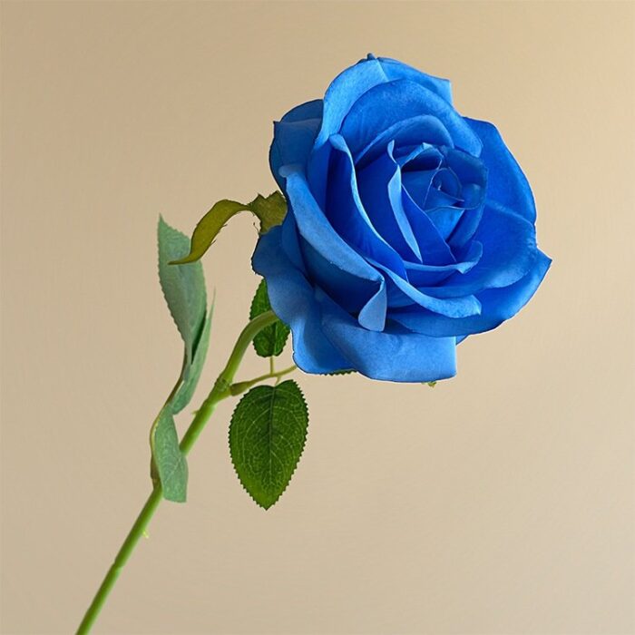 Deep blue artificial flower silk rose, perfect for faux wedding floral arrangements.