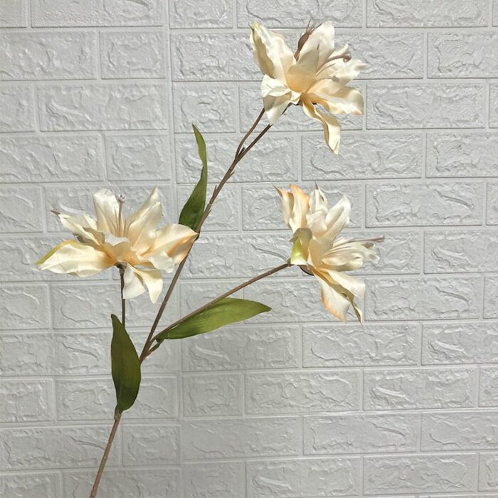 Elegant set of white silk lilies, perfect faux wedding flowers for everlasting decor.