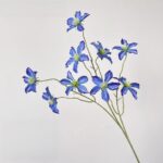Beautiful blue silk clematis garland, perfect faux wedding flowers for realistic wedding decor.