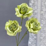 Silk Rose 3 Heads - 77-TJHY3009 artificial flower in green