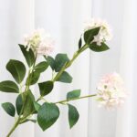 Silk crape myrtle branch with faux wedding flowers, realistic artificial flower bouquet.