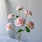 Six heads of faux silk roses bouquet, perfect artificial flower for wedding decor.