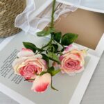 Silk Rose 3 Heads - 66-YWMR3008 artificial flower in pink