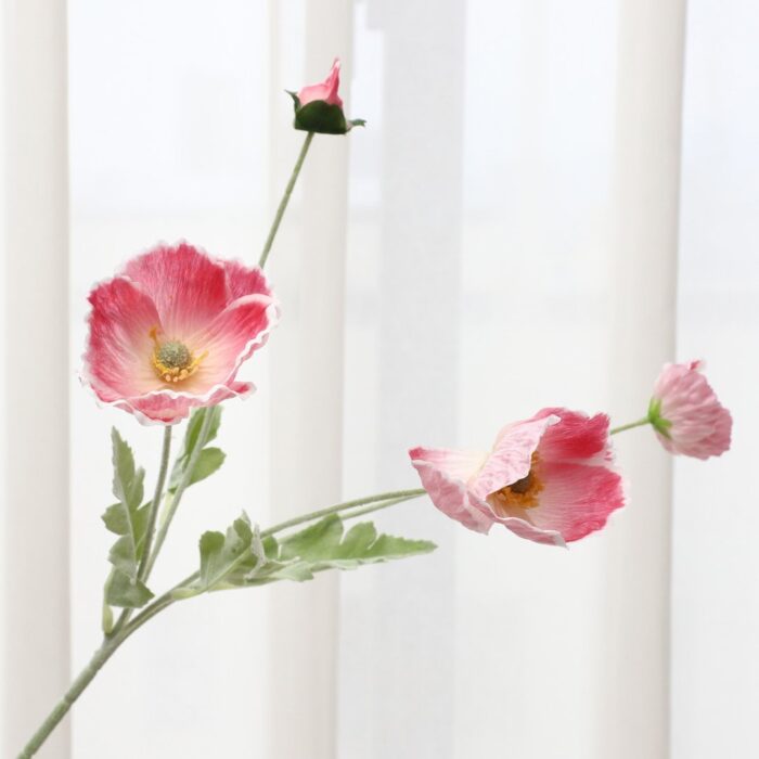 Realistic real touch artificial corn poppy stems for floral arrangements and bouquets.