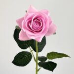 Realistic pink faux rose, perfect artificial flower for wedding and event decor.