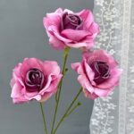 Silk Rose 3 Heads - 77-TJHY3009 artificial flower in purple