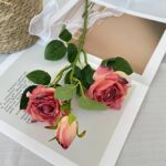 Silk Rose 3 Heads - 66-YWMR3008 artificial flower in red