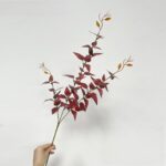 Deep red silk faux wedding flowers branch, offering a realistic artificial flower for floral arrangements.