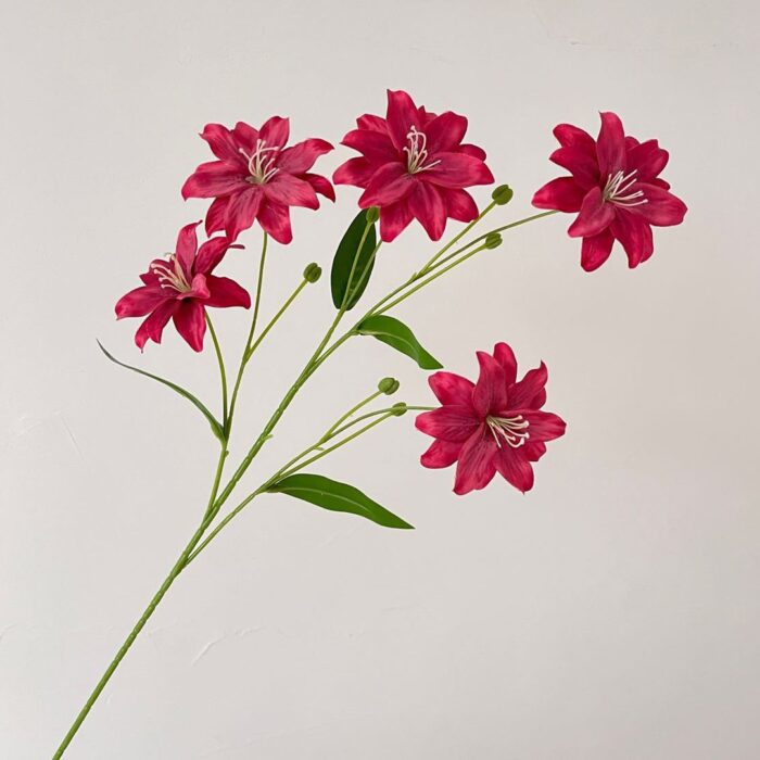 Deep pink silk lilies, perfect faux wedding flowers for a realistic, real touch artificial flower display.