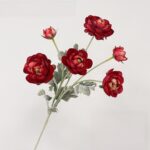 Cluster of deep red artificial flowers, perfect for a romantic faux wedding flowers bouquet centerpiece.