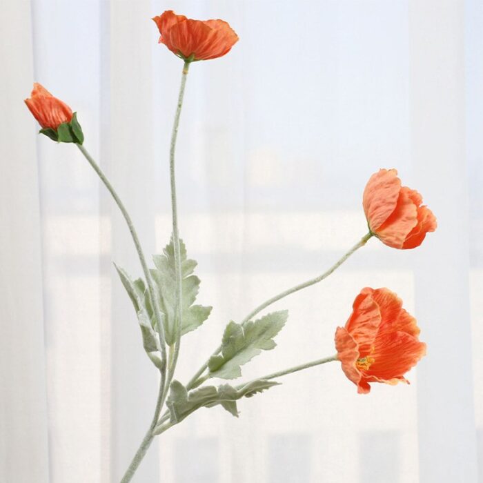 Realistic artificial flower bunch of orange poppies, perfect for wedding decor arrangements.